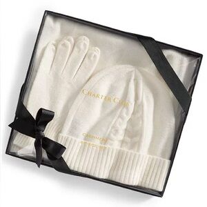 Charter Club Ivory Cashmere Hat, Gloves & Scarf Boxed Gift Set